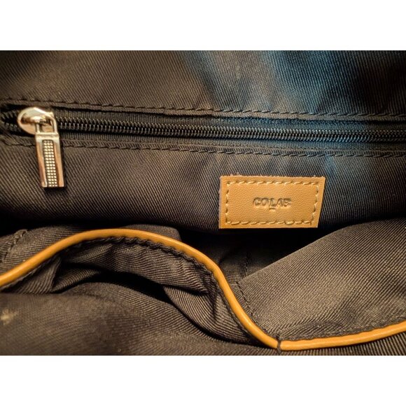 Colab Tan Leather Crossbody Tote Bag With Detachable Strap & Zipper Closure - Picture 5 of 15